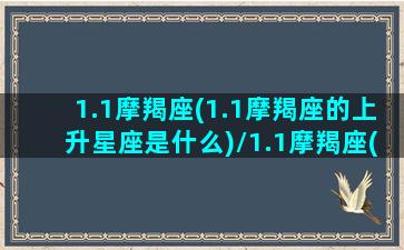 1.1摩羯座(1.1摩羯座的上升星座是什么)/1.1摩羯座(1.1摩羯座的上升星座是什么)-我的网站