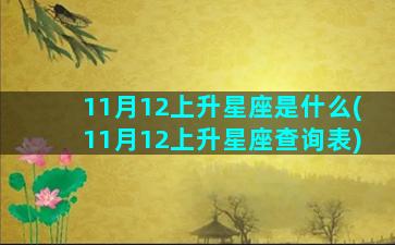 11月12上升星座是什么(11月12上升星座查询表)