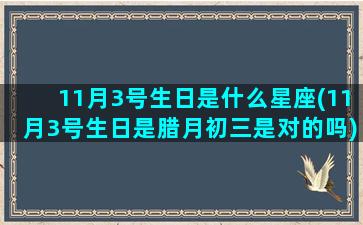 11月3号生日是什么星座(11月3号生日是腊月初三是对的吗)