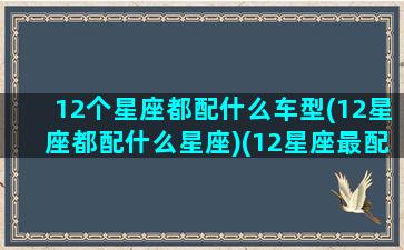 12个星座都配什么车型(12星座都配什么星座)(12星座最配什么车)