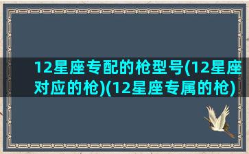 12星座专配的枪型号(12星座对应的枪)(12星座专属的枪)