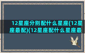 12星座分别配什么星座(12星座最配)(12星座配什么星座最好)