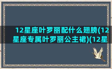 12星座叶罗丽配什么翅膀(12星座专属叶罗丽公主裙)(12星座专属叶罗丽公主饰品)