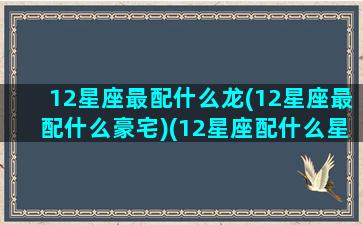 12星座最配什么龙(12星座最配什么豪宅)(12星座配什么星座最好)