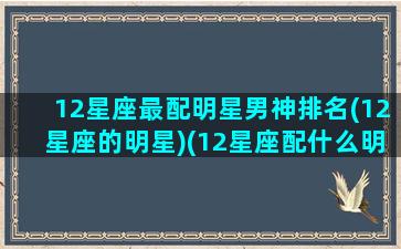 12星座最配明星男神排名(12星座的明星)(12星座配什么明星男友合适)