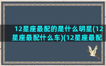 12星座最配的是什么明星(12星座最配什么车)(12星座最配什么星座配对)