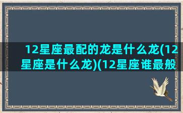 12星座最配的龙是什么龙(12星座是什么龙)(12星座谁最般配)