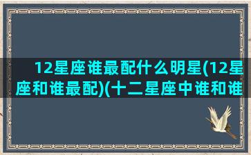 12星座谁最配什么明星(12星座和谁最配)(十二星座中谁和谁最配)