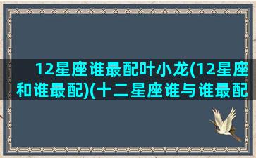 12星座谁最配叶小龙(12星座和谁最配)(十二星座谁与谁最配对)