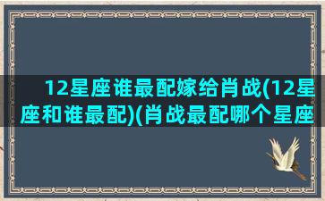 12星座谁最配嫁给肖战(12星座和谁最配)(肖战最配哪个星座)