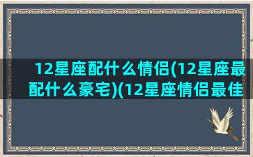 12星座配什么情侣(12星座最配什么豪宅)(12星座情侣最佳配对)