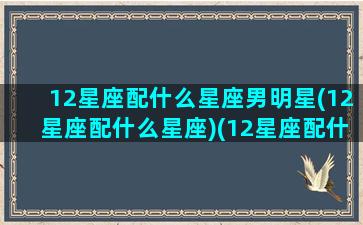 12星座配什么星座男明星(12星座配什么星座)(12星座配什么星座男生)