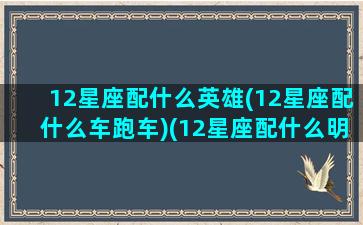 12星座配什么英雄(12星座配什么车跑车)(12星座配什么明星男友合适)