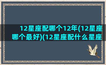 12星座配哪个12年(12星座哪个最好)(12星座配什么星座)