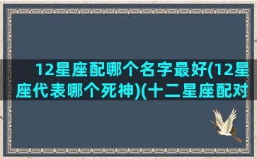 12星座配哪个名字最好(12星座代表哪个死神)(十二星座配对名字)