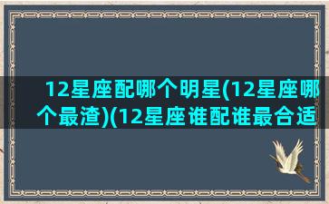 12星座配哪个明星(12星座哪个最渣)(12星座谁配谁最合适)