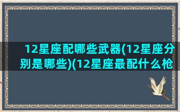 12星座配哪些武器(12星座分别是哪些)(12星座最配什么枪)