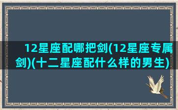 12星座配哪把剑(12星座专属剑)(十二星座配什么样的男生)