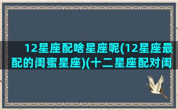 12星座配啥星座呢(12星座最配的闺蜜星座)(十二星座配对闺蜜)