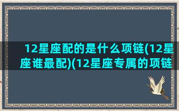 12星座配的是什么项链(12星座谁最配)(12星座专属的项链)