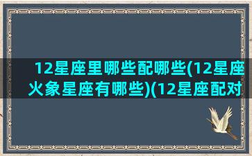 12星座里哪些配哪些(12星座火象星座有哪些)(12星座配对什么)