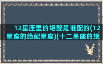 12星座里的绝配是谁配的(12星座的绝配星座)(十二星座的绝配星座)