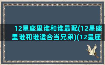 12星座里谁和谁最配(12星座里谁和谁适合当兄弟)(12星座谁和谁最般配)