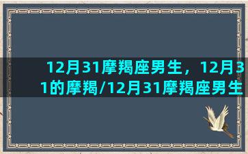 12月31摩羯座男生，12月31的摩羯/12月31摩羯座男生，12月31的摩羯-我的网站