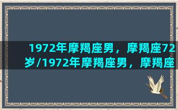 1972年摩羯座男，摩羯座72岁/1972年摩羯座男，摩羯座72岁-我的网站(72年摩羯座属鼠男的运势)