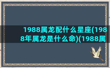 1988属龙配什么星座(1988年属龙是什么命)(1988属龙的婚配怎么样)