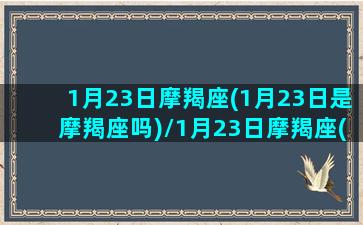 1月23日摩羯座(1月23日是摩羯座吗)/1月23日摩羯座(1月23日是摩羯座吗)-我的网站