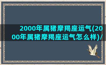 2000年属猪摩羯座运气(2000年属猪摩羯座运气怎么样)/2000年属猪摩羯座运气(2000年属猪摩羯座运气怎么样)-我的网站