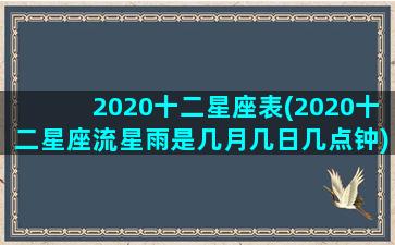 2020十二星座表(2020十二星座流星雨是几月几日几点钟)