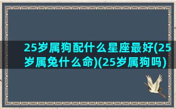 25岁属狗配什么星座最好(25岁属兔什么命)(25岁属狗吗)