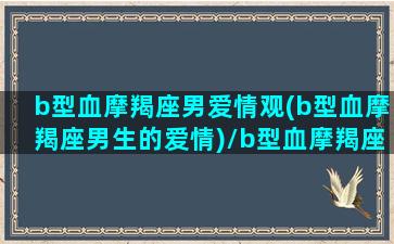 b型血摩羯座男爱情观(b型血摩羯座男生的爱情)/b型血摩羯座男爱情观(b型血摩羯座男生的爱情)-我的网站