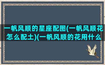 一帆风顺的星座配图(一帆风顺花怎么配土)(一帆风顺的花用什么土养好)