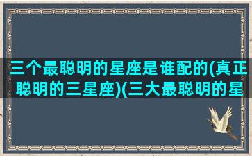 三个最聪明的星座是谁配的(真正聪明的三星座)(三大最聪明的星座)