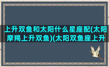 上升双鱼和太阳什么星座配(太阳摩羯上升双鱼)(太阳双鱼座上升摩羯的性格)