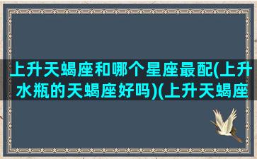 上升天蝎座和哪个星座最配(上升水瓶的天蝎座好吗)(上升天蝎座和哪个星座最相配)