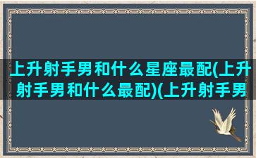 上升射手男和什么星座最配(上升射手男和什么最配)(上升射手男的另一半)