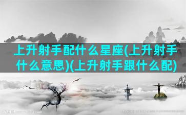 上升射手配什么星座(上升射手什么意思)(上升射手跟什么配)