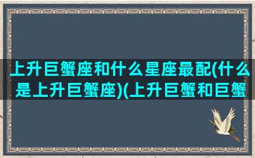 上升巨蟹座和什么星座最配(什么是上升巨蟹座)(上升巨蟹和巨蟹座配吗)