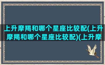 上升摩羯和哪个星座比较配(上升摩羯和哪个星座比较配)(上升摩羯和上升摩羯配吗)