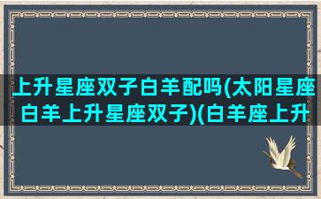 上升星座双子白羊配吗(太阳星座白羊上升星座双子)(白羊座上升星座双子座男生)