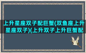 上升星座双子配巨蟹(双鱼座上升星座双子)(上升双子上升巨蟹配嘛)