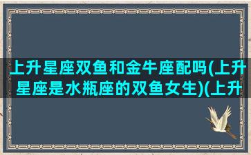 上升星座双鱼和金牛座配吗(上升星座是水瓶座的双鱼女生)(上升双鱼和上升金牛合适吗)