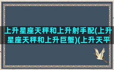 上升星座天秤和上升射手配(上升星座天秤和上升巨蟹)(上升天平和上升射手配吗)