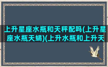 上升星座水瓶和天秤配吗(上升星座水瓶天蝎)(上升水瓶和上升天秤怎么区分)