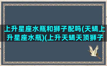 上升星座水瓶和狮子配吗(天蝎上升星座水瓶)(上升天蝎天顶狮子座天底水瓶座)