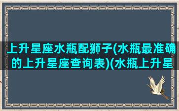 上升星座水瓶配狮子(水瓶最准确的上升星座查询表)(水瓶上升星座狮子座女生)